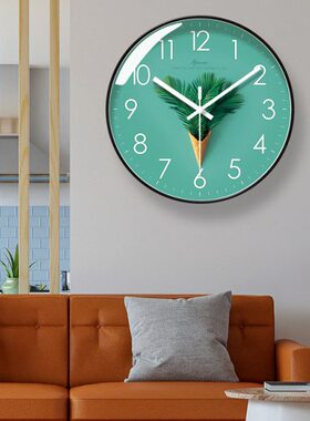 挂钟客厅静音简约北欧石英钟26时尚钟表家用3易普6挂表扫秒拉时钟