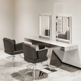 美发镜台染一体带灯剪柜子店面单理发烫发镜镜子四发廊专用镜双面