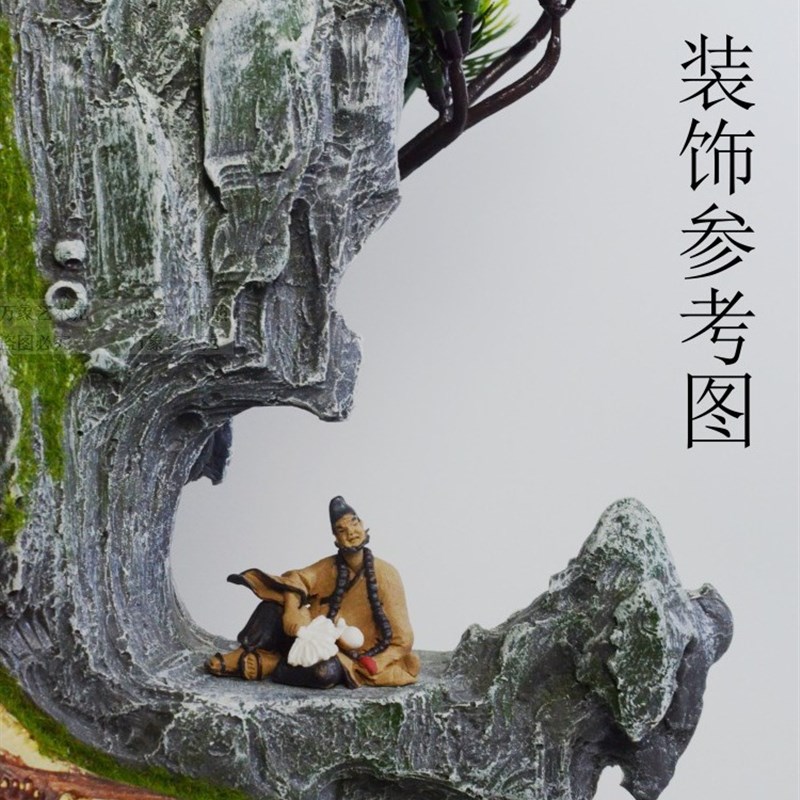 7L8K钟馗水浒三国饮酒t吹萧题诗弹琴风人物盆景微型陶瓷摆件装饰