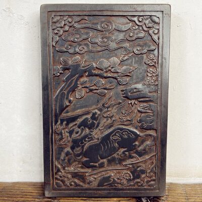 加厚款吴牛喘月王家大院非遗金石传拓砖雕摆件文创礼品研学刻板