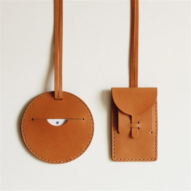 创意网红PU皮革圆形登机牌旅游行李箱防丢飞机登机U牌托运登机吊