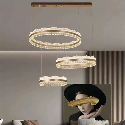 吊灯客厅2025新款现代轻奢主灯极简大气高级感创S意圆环餐厅水晶