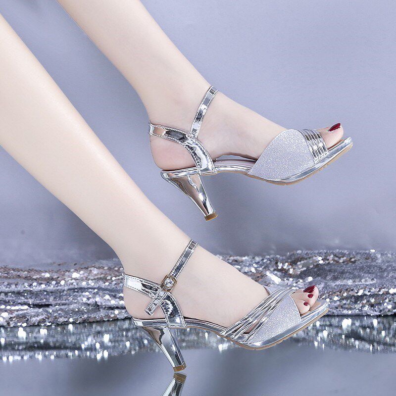 凉鞋女中跟2024夏季新款粗跟百搭高跟鱼嘴凉鞋仙女风时装凉鞋防滑,女鞋,罗马凉鞋,淘宝优惠券,粉丝福利购,淘宝优惠卷