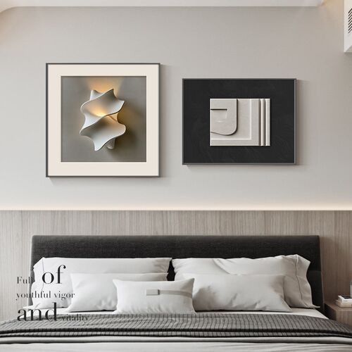 现代简约卧室装饰画高级感主卧床C头挂画抽象艺术客厅餐厅房间壁