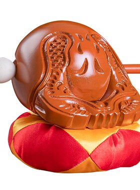 楠木木鱼法器实木家用一套棒槌垫子老式大号木鱼木雕摆件打击乐器