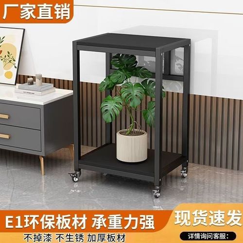 鱼缸架子底柜金属承重底座铁艺客厅支架双层底架托架桌子带轮子款