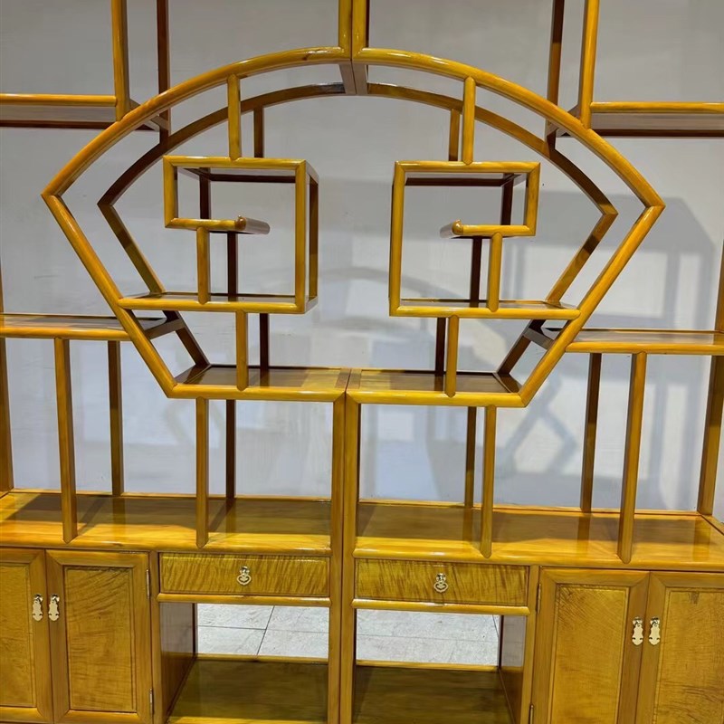 金丝楠木家具博古架定制小叶桢楠实木简约多宝阁高档书柜书架中式