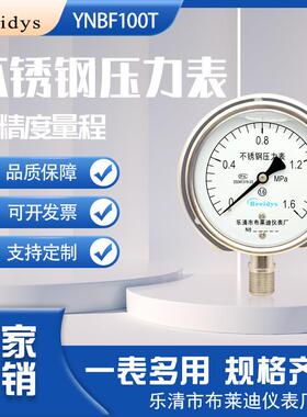 厂家直销YNBF100T全不锈钢径向带边耐震压力表耐高温气水压油压