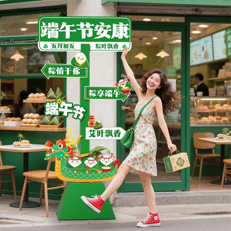 文仙亦言端午节KT板布置商场迎宾牌店铺活动主题场景拍照道具装饰