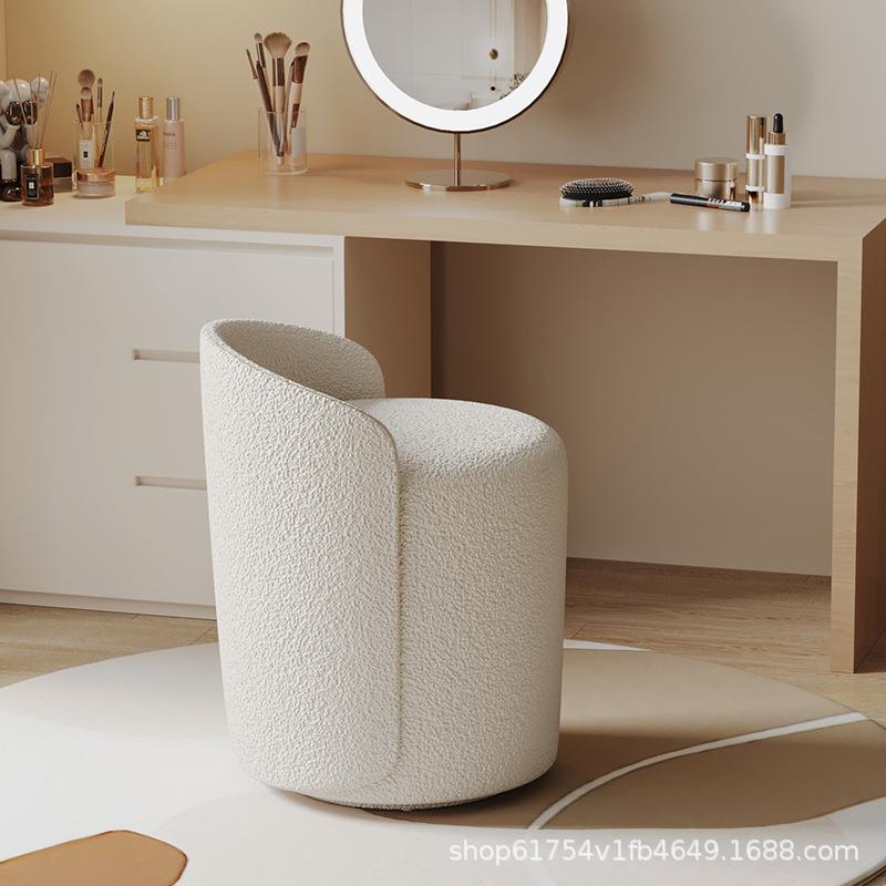 奶油风化妆凳创意简约可旋转梳妆凳轻奢家用卧室梳妆台化妆桌椅子