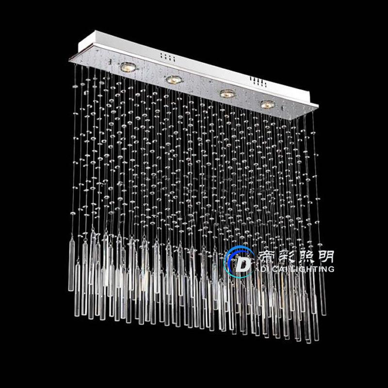 时尚简约led水晶吊线灯长方形餐厅珠帘吊灯客厅吧台水晶灯具