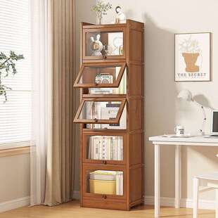 书架落地置物架学生家用防尘书柜客厅简易大容量加厚夹缝收纳柜子
