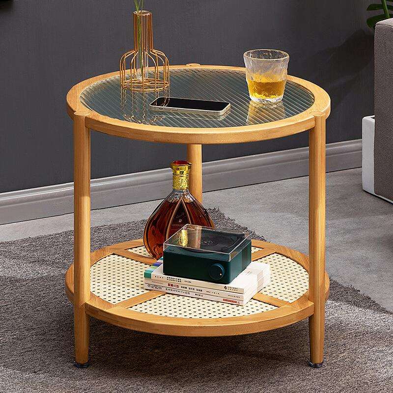 小茶几家用客厅玻璃圆形茶几极简风现代简约小户型移动茶桌茶台