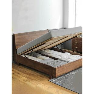 实木床离地箱体床主卧双人储物婚床全实木高箱北美黑胡桃平价家具