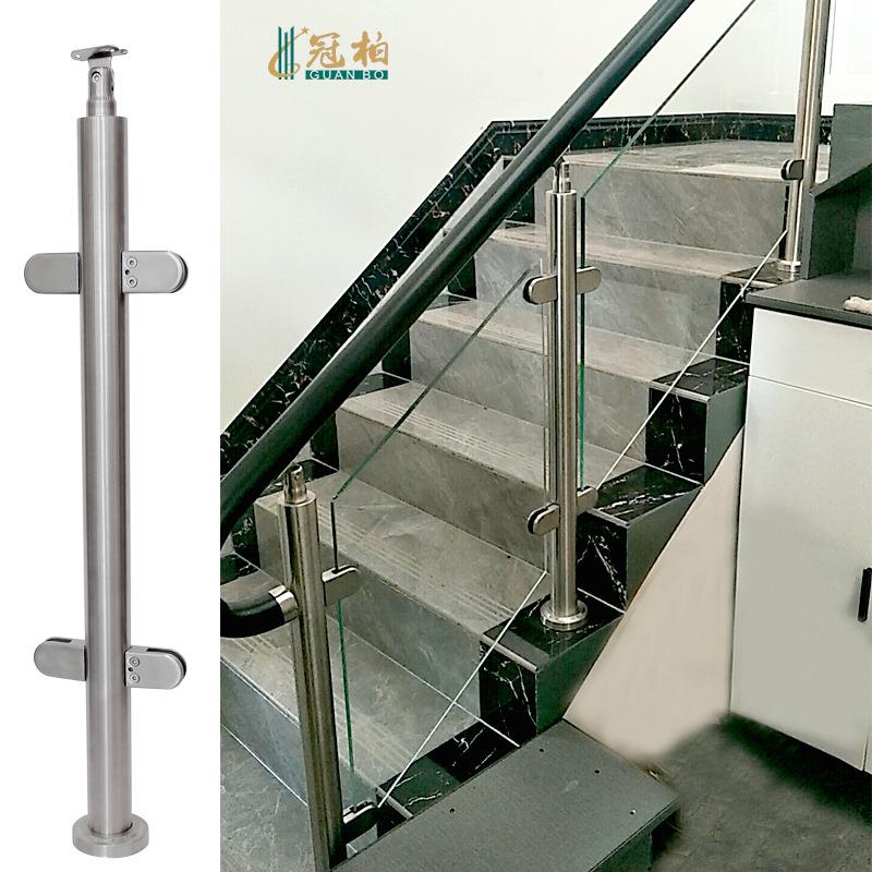 冠柏 304不锈钢工程立柱配件座栏杆阳台护栏室内外楼梯玻璃扶手