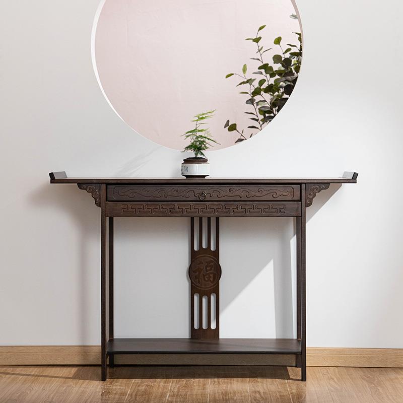 新中式玄关桌实木置物架柜玄关小条案窄长条供桌条几桌子靠墙家用