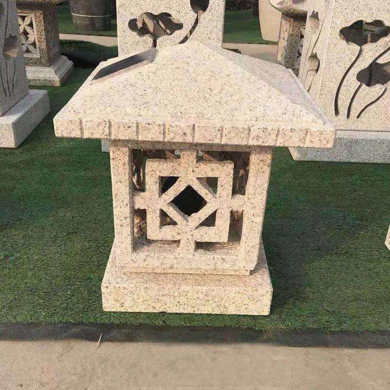 石雕太阳能石灯青石仿古石灯日式照明石灯笼做旧庭院园林地灯摆件