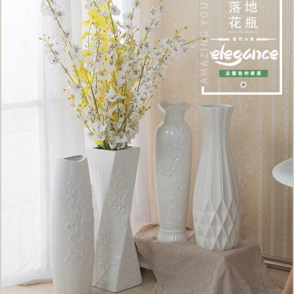 白色陶瓷花瓶大 水培插花 客厅摆件 落地酒柜装饰工艺品墙柜 房间,家居饰品,花瓶,淘宝优惠券,粉丝福利购,淘宝优惠卷