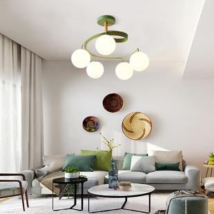 卧室灯美式北欧现代简约创意奶油风餐厅书房灯具魔豆玻璃房间吊灯