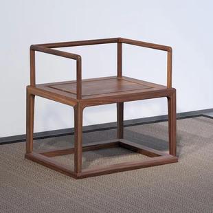 简易茶桌主人椅 新中式椅子实木现代中式实木茶椅禅椅 黑胡桃椅子