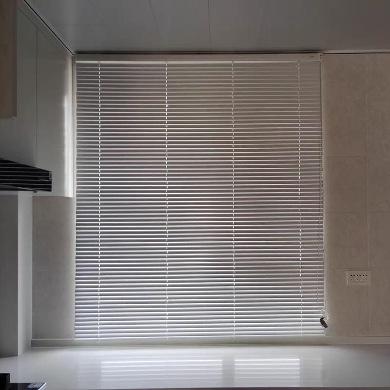 写字楼办公室铝合金强遮光百叶帘厨房卫生间窗帘防水拉珠百叶窗