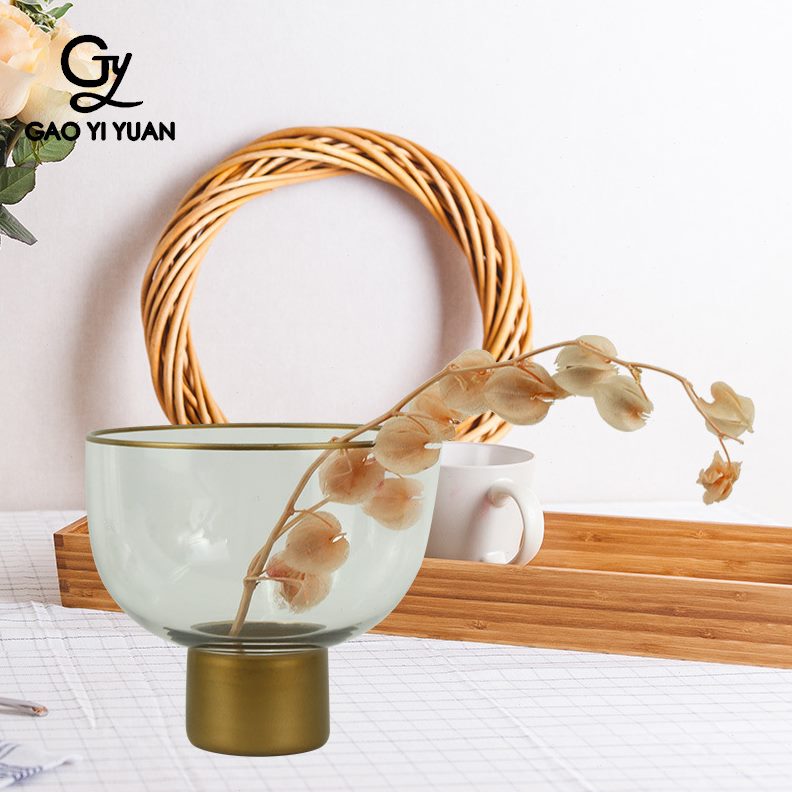 钙装饰花家具圆形北欧玻璃插花瓶碗钠瓶卧室创意玻璃花瓶透明