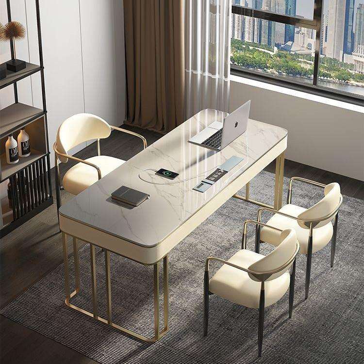 意式轻奢高端岩板书桌书椅家用现代简约小户型北欧办公写字电脑桌