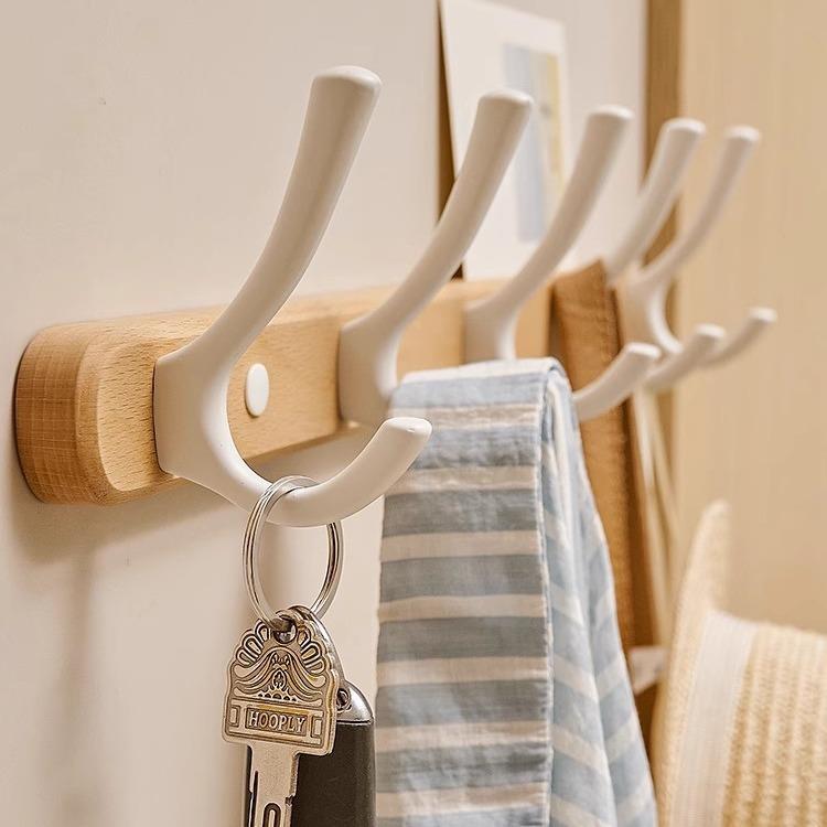 实木浴室门后墙上毛巾挂钩免打孔粘胶钩子卫生间免钉挂勾粘贴挂架