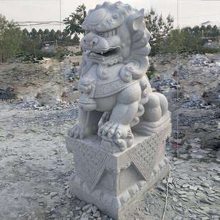 石头雕刻青石小石狮子一对 经久不衰看门庭院摆件石雕狮子