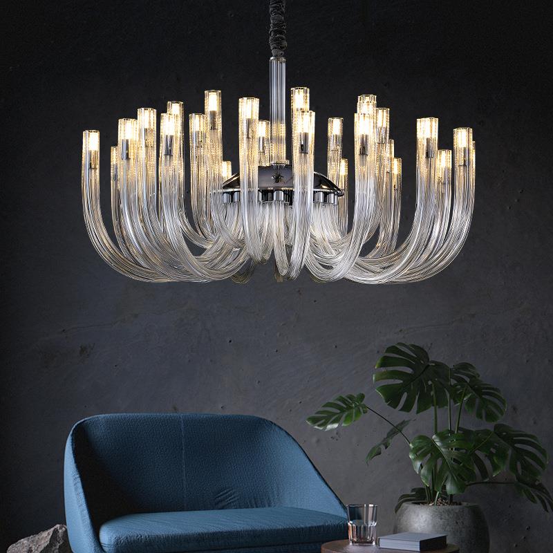 现代个性客厅灯创意艺术设计师简约卧室餐厅复式楼玻璃管轻奢吊灯