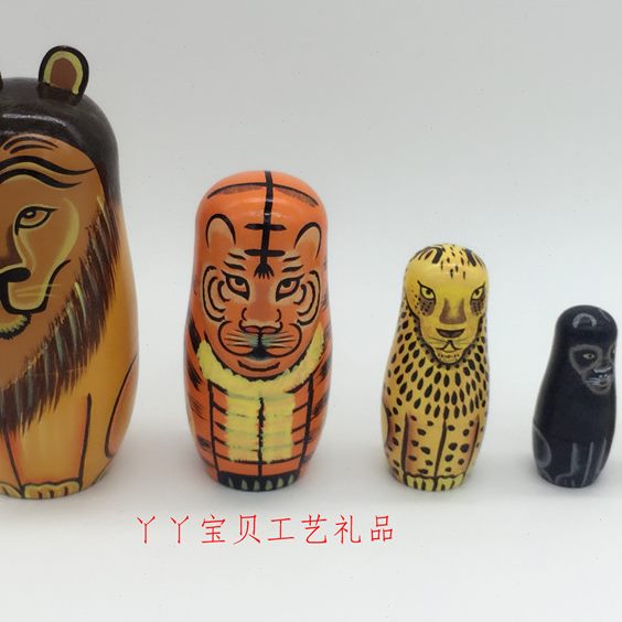 礼物层五圣诞礼品摆玩具木制狮子生日工艺定制饰娃俄罗斯套娃