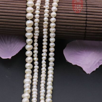 天然淡水珍珠4-5/5-6/6-7mm冲头圆珠散珠diy手工串珠材料饰品配件