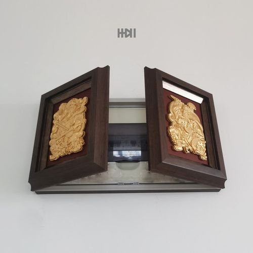 《门神》国风对开门电表箱电表盒遮挡水泥立体浮雕装饰画盖板相框