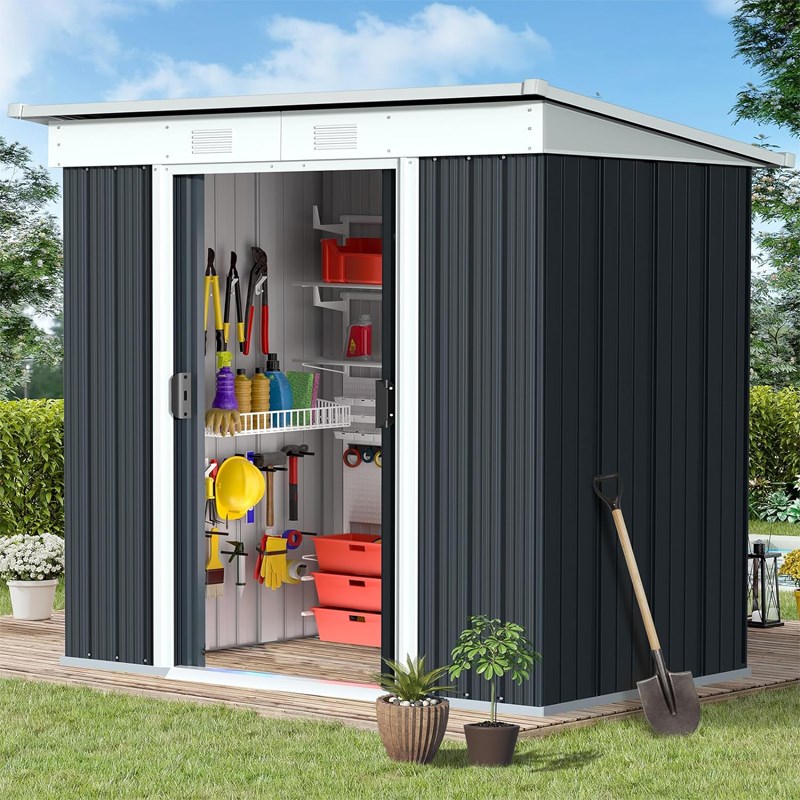 户外简易房楼顶花园室外移动庭院组装可拆卸杂物房彩钢工具铁皮房