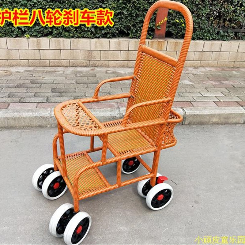 婴儿车椅儿童宝宝童车夏季仿藤推车轻便万向轮仿竹藤音乐藤椅藤编
