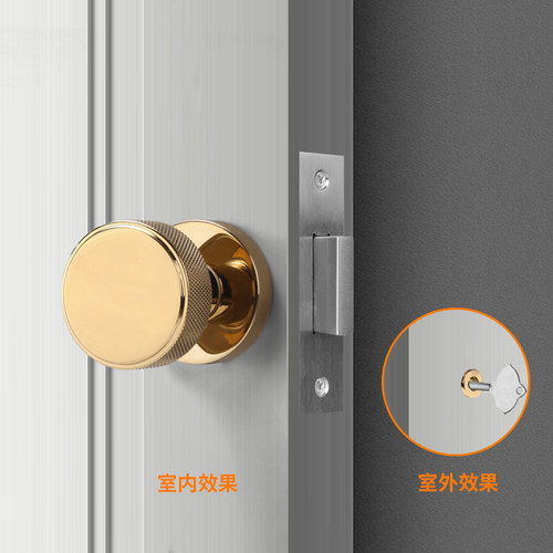圆形球形黑色拉手暗m装背景墙门锁室内金色单面锁隐藏暗门隐形门