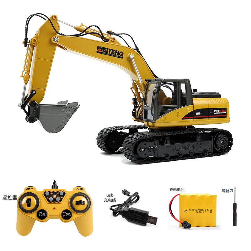超大号合金遥控挖掘机充电动工程车小男孩儿童挖土机12通勾机玩具