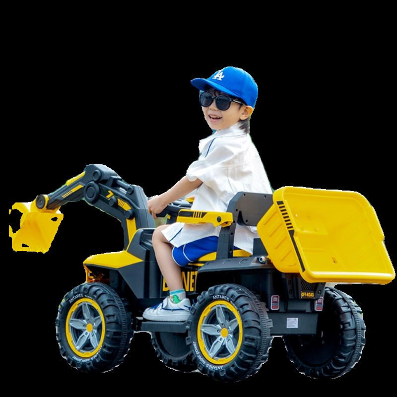 儿童超大电动挖掘机电动翻斗可坐男孩女孩沙滩车四轮双驱动挖土机