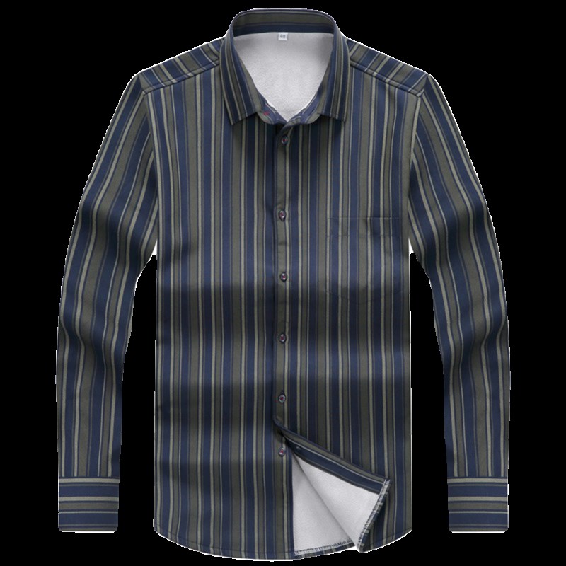 冬季男士纯棉保暖衬衫大码宽松牛津纺加绒加厚一体绒加肥加大衬衣