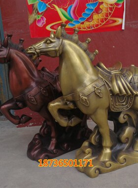 纯铜唐马c铜奔马铜马马上发财家居动物工艺品桌面摆件