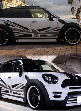 MINI米字旗r60车贴拉花乡下人车身H贴遮痕贴个性改装汽车装饰贴纸