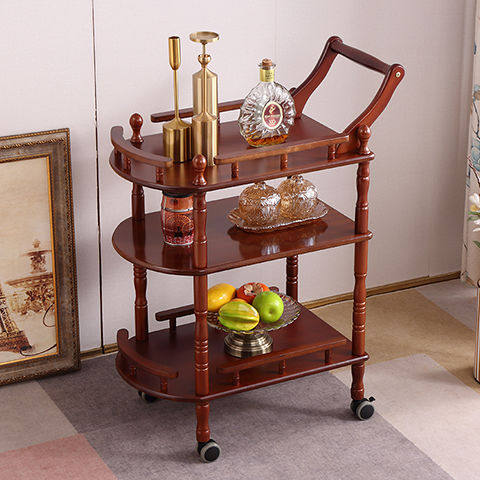 实木餐车酒店送餐车餐厅手推车酒水饮料小推车4S店展览车银行家用