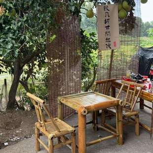 复古庭院竹桌椅老式竹桌子户外方桌茶桌茶几竹制品家具