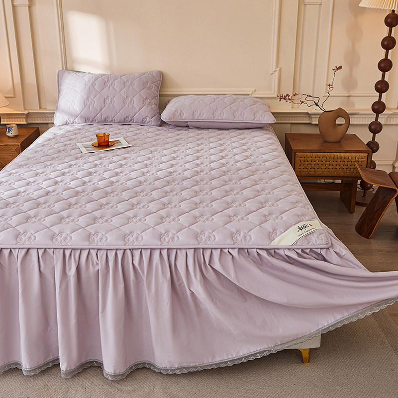 简约纯棉水洗棉夹棉床裙单件遮丑下摆全棉棉花床笠带裙边防尘床罩,床上用品,床裙,淘宝优惠券,粉丝福利购,淘宝优惠卷