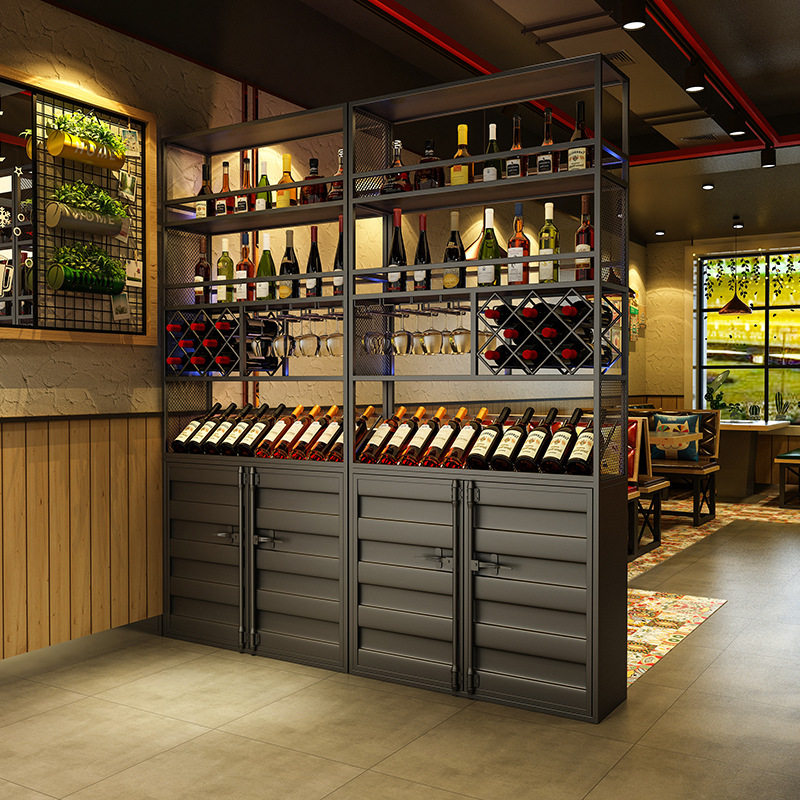 工业风集装箱酒架红酒架餐厅酒庄酒吧红酒柜葡萄酒展示架隔断