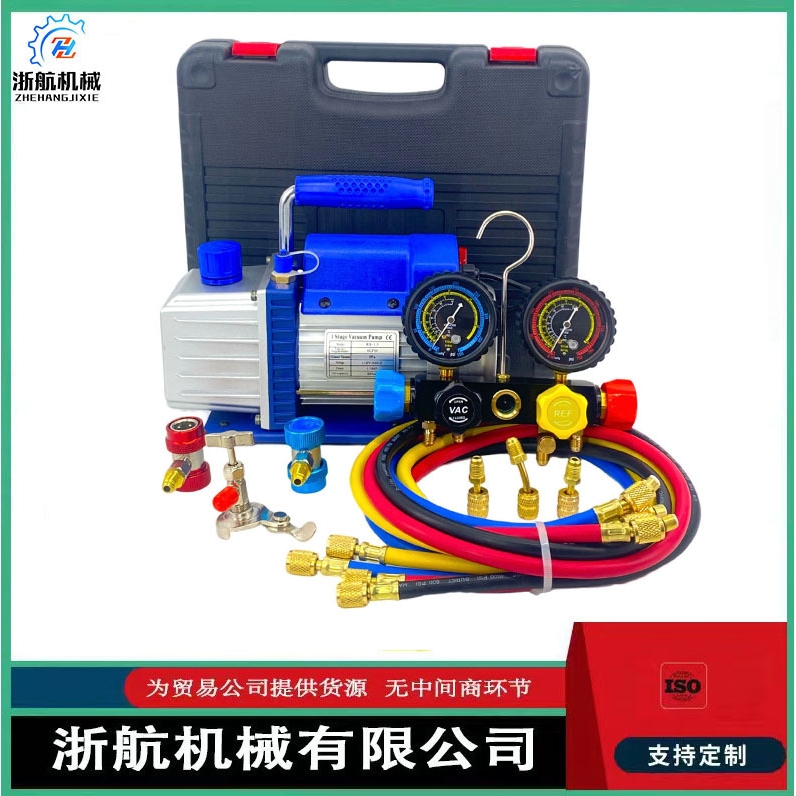 110V 1/3 HP 4CFM单级旋片式真空泵配R134a AC歧管仪表套件