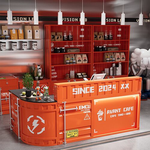 吧台收银台奶茶店咖啡厅网红酒吧转角柜台集装箱潮玩前台接待台
