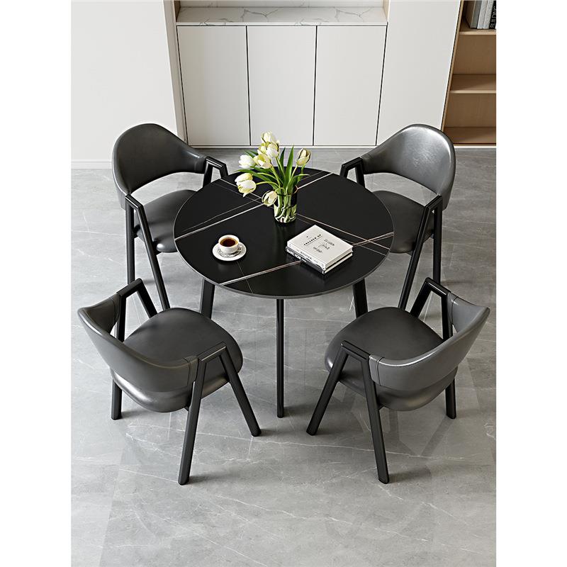 轻奢岩板餐桌洽谈桌椅组合办公室展厅会客接待商务谈判休闲小圆桌