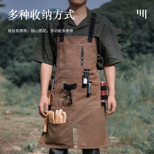 户外工作服牛仔帆布画师围裙防污防水园艺师围腰男女背带大号围裙