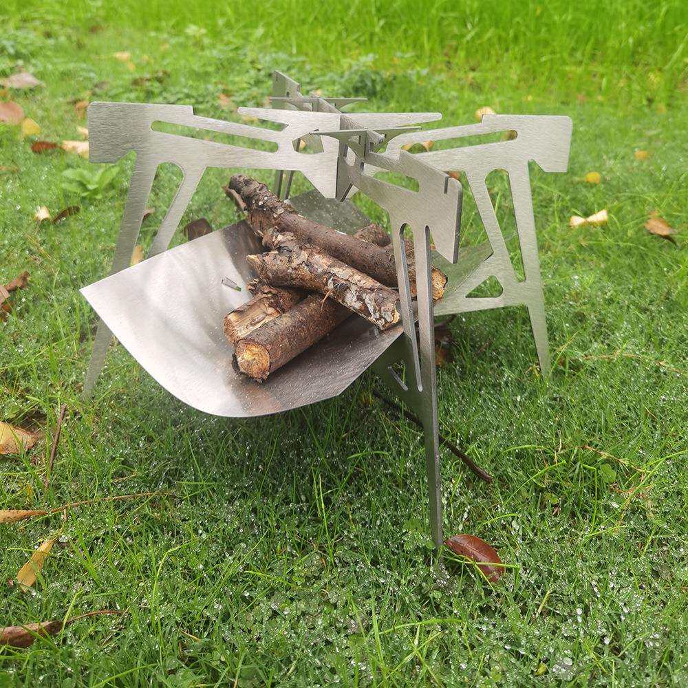 不锈钢户外焚火台露营炉野炊用品 拼接烧烤架取暖炉焚火架柴火炉